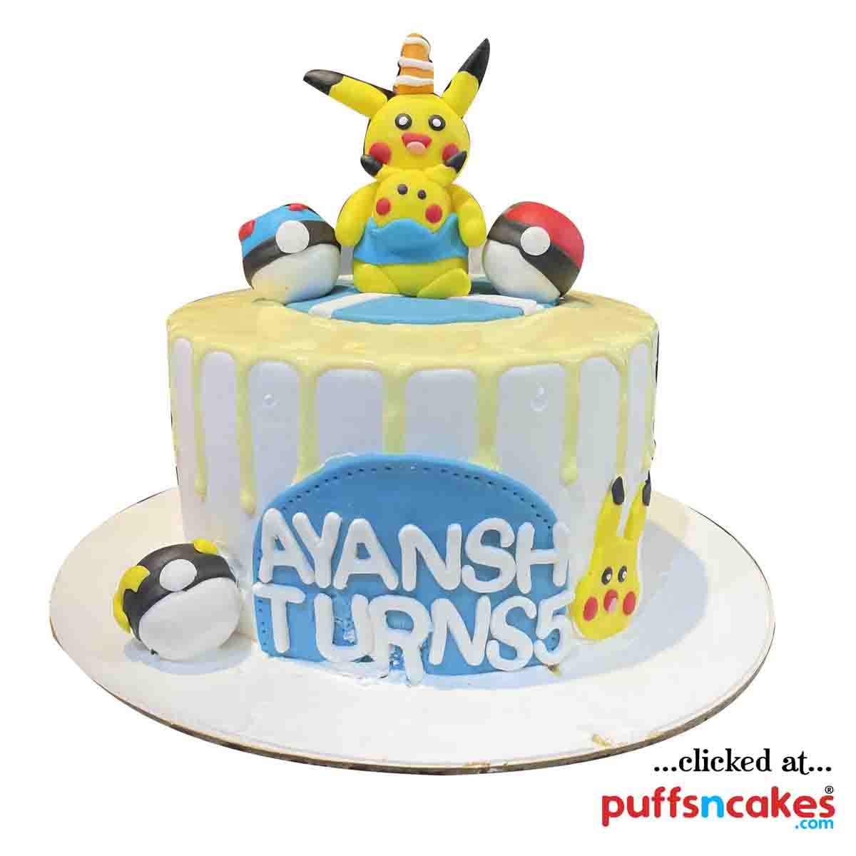(1733) Pokemon Pikachu Theme Semi Fondant Cake